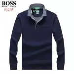 sport boss t-shirt manche longue orange phlash plaid collar blue